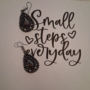 Black Teardrop Crystal Dangle Earrings - Women Jewelry